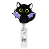 Novo Acrílico com Glitter Gato Preto de Halloween Pote Verde Clipe de Distintivo de Feriado Rotatório Telescópico Easy Pull Fivela de Puxar Fácil