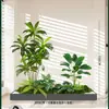 Combinação Paisagística de Plantas Artificiais Verdes Estilo Tropical com Vasos para Escadas Internas e Varandas, Plantas Verdes Grandes para Decoração de Casa, Sem Manutenção