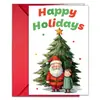 Tarjetas de felicitación navideñas de compra directa transfronteriza con sobres, deseos escritos a mano, tarjetas de regalo de mensaje de árbol de Navidad plegables