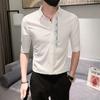 Camisa de manga 3/4 bordada Pu Shuai de estilo coreano para jóvenes, camisa informal de media manga para hombre Pu Shuai, novedad de verano de 2024