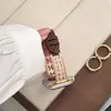 Conector de Cobre com Pérolas e Renda Pulseira de Relógio de Couro Genuíno com Padrão de Crocodilo Adequado para Apple Watch iwatch 1ª 2ª 11/10 Ultra