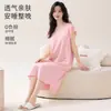Pijama Nuevo de Verano para Mujer Algodón Modal con Copas Fresco Tallas Grandes Mangas Cortas de Casquillo Camisón Sexy Ropa de Casa