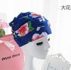 Touca de Natação Plissada Moda Coreana Adulto Feminina Grande Larga Tamanho Grande Cabelo Longo Cabeça Grande Tecido de Natação Touca Fonte Termal Tendência