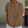En Stock Aliexpress Estación Independiente Wish Más Vendido Nuevo Suelto Solapa Camisa Algodón Manga Corta Top de Mujer