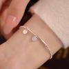 Pulsera de plata de ley 925 con piedra lunar Love para mujer, fina, sencilla, con nicho, a juego, con cuentas de plata rota de alta gama.