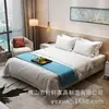 Cama para Casa de Alquiler en Foshan, Muebles de Hotel y Casa de Huéspedes, Cabecero con Tapicería Suave, Cama Individual/Doble Moderna de Tela, Estructura de Cama Tatami