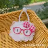 Bolsa de Celular Gatinho Xadrez Morango Menina Fofa Renda Original Acessório de Chaveiro de Nicho