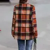 2026 Comercio Exterior Transfronterizo Otoño/Invierno Europeo y Americano para Mujer Cárdigan de Lana Holgado con Estampado de Cuadros Manga Larga Bolsillo