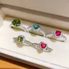 Anel Aberto Europeu e Americano Transfronteiriço com Zircônia Brilhante Flor Oval Anel de Dedo Indicador de Toque de Luxo Leve Anel Exquisito para Mulheres