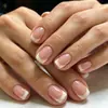Modelo de Comercio Exterior Más Vendido: Uñas Postizas Rectangulares de Presión de 24 Piezas, Estilo Francés Ancho Blanco Leche, Estilo Ins, Elegantes y Suaves, de Longitud Media, Venta al por Mayor