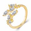 Anel Feminino Personalizado da Moda Nicho Luxo Acessível Diamante Completo Celebridade da Internet Exagerado Zircônia Folha Anel Ajustável