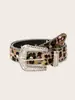 Cinto Masculino e Feminino Estilo Millennial Personalidade Fivela de Pino Estampa de Leopardo Retrô Versátil Decorativo com Strass Tendência Cinto com Estampa de Leopardo