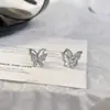 Aretes de Mariposa Completamente de Diamante, Diseño de Nicho, Pendientes de Alta Gama, Aretes Sencillos, Accesorios para Orejas para Mujer, Nuevo Estilo Caliente 2024