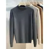 Camiseta de Punto de Manga Larga de Color Sólido con Cuello Medio para Hombre y Mujer, Holgada y Sencilla, Cálida Capa Interior, Otoño e Invierno