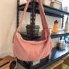 Bolso Cruzado de Gran Capacidad Estilo Coreano para Estudiantes Bolso Ins Nuevo Bolso Tote Terciopelo Rayado Estilo Academia Bolso Dumpling de Axila