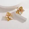 Brincos de Flor Criativos Personalizados Luxo Acessível Moda Europeia e Americana de Ponta Aço Inoxidável Brincos de Ouro 18K Dropshipping