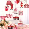 Adornos de Madera para el Día de San Valentín Forma de Corazón Enanos Huecos Adornos Felices de San Valentín Decoración para Árbol de Primavera