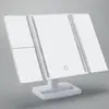 Espejo de maquillaje LED HD Amazon 24 LED espejo de tocador plegable de tres pliegues alimentado por USB espejo de carcasa de tres pliegues