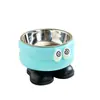 Tazón redondo de gato de dibujos animados transfronterizo con patas, cerámico con revestimiento interior de acero inoxidable, protector de cuello, antideslizante para mascotas, tazón lindo para perros al por mayor