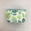 Bolsa de cosméticos de PU con estampado de gato geométrico de planta tropical y fruta, portátil para almacenamiento, bolsa de lavado para viaje