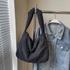 Bolsa Tote, Bolsa de Compras Fashionável Estilo Coreano Grande Capacidade, Bolsa de Mão Casual de Lona Literária, Bolsa de Ombro Simples Retrô para Mulheres