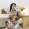 Pijama para Mãe Jovem, Roupas de Casa Casuais Femininas de Manga Longa que Rejuvenescem, Pequenos Conjuntos Finos de Celebridade da Internet Casuais para Primavera, Outono e Verão