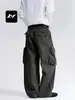 Com Calças Cargo Wide Leg Multibolsos Ricas Estilo Retro Americano para Homens e Mulheres, Calças Casuais Versáteis Dobradas Soltas Emagrecedoras