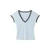 [40 Fios Viscose 260g] Camiseta de Manga Curta para Mulheres, Design Único e Bonito para o Verão, Top Color Block
