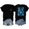 Camiseta de moda con estampado de doble cara europeo y americano de la era de mi hijo mamá, cuello redondo versátil, manga corta de comercio exterior para niño mamá