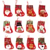 Meias Pequenas de Natal Saco de Presente Xadrez Veludo Cabeça Estéreo Meias de Natal Decorações de Natal Pingentes de Árvore de Natal