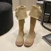 Botas altas plegables bidireccionales para mujer 2026 nuevo resorte y otoño suela gruesa botas altas Melade con forro polar retro de caña alta para montar
