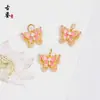 Nuevo Colgante de Mariposa Esmalte Cloisonné Incrustado con Circonita Pulsera Azul Quemado Accesorios de Pulsera Accesorios de Aceite Goteando DIY