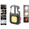 Llavero de luz portátil multifuncional para exteriores, luz de emergencia para camping al aire libre, mini linterna de trabajo COB USB, venta al por mayor