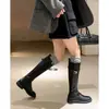 Botas de Caballero Estilo Británico de Moda 2026 Botas Largas Hasta la Rodilla Botas Nuevas de Otoño con Hebilla Mujer Persona Baja Negras Casuales