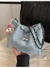 Bolso de Mezclilla Transfronterizo para Mujer, Gran Capacidad, Nuevo Verano 2026, Bolso Cruzado Plegado Versátil con Cadena, Bolso Cubo Popular