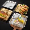 Acero Inoxidable 304 Plato para Snacks Coreano Pollo Frito Papas Fritas Compartimento para Salsa para Mojar Plato Rectangular Barbacoa Barbacoa Dorado Plato Plano