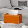 Caja de almacenamiento de pañuelos de cuero para habitación de negocios, caja de pañuelos con sello dorado de hotel, caja de almacenamiento de pañuelos de cuero para habitación de negocios