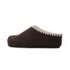 Sapatos Planos Birkenstock de Couro Genuíno com Aumento Interno Solado Grosso Bordado Estilo Retro Fileira Sapatos Meio Aberto Baotou para Mulheres Chinelos Birkenstock de Couro Macio