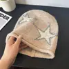 Gorro de Punto Versátil con Estrella al por Mayor Otoño e Invierno Adelgazante para la Cara Gorro de Punto para Mujer para Exteriores Cálido a Prueba de Frío Gorro de Punto Holgado Gorro de Frío