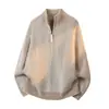 Suéter de punto para hombre con cuello alto, media cremallera y patrón texturizado, diseño retro estilo japonés, adecuado para primavera, otoño e invierno, con una estética "old money"