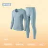 Ropa interior térmica de modal Lan Jing clase A para mujer 10A acrílico antibacteriano cuello redondo capa base conjunto cálido otoño e invierno para hombre