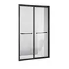 Preto simples aço inoxidável sala de banho banho banheiro divisória de vidro Banho em forma de U porta de correr simples venda direta