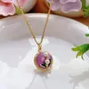 Colar Pingente Feminino Original Retrô Acessível Luxo Esmalte Pintura a Óleo Pérola Design de Nicho Corrente de Clavícula de Ponta Violeta