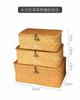 Cesto de algas marinhas tecido rattan bambu tecido cesto de armazenamento retangular doméstico para mesa cozinha caixa de armazenamento com tampa caixa de presente