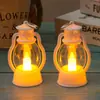 Lámpara de aceite mini pequeña de Navidad, lámpara de vela electrónica LED, linterna pequeña retro, adornos, diseño creativo para ambiente de fiesta
