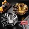 Plato para salsas de inmersión de acero inoxidable 304, platito estilo coreano, platito dorado para acompañamientos, plato para salsas de condimentos, plato para barbacoa, tazón para hornear y batir huevos