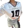 Estilo Europeo y Americano Y2K Chica Caliente Holgado Casual Fútbol Ropa Deportiva Retro Transpirable Malla Profundo V Top Corto