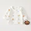 Ropa de Algodón Puro para Bebés Recién Nacidos, Parte Trasera Media, Categoría A, Tops de Manga Larga para Primavera y Otoño, para Bebés de 0 a 3 Meses, en Casa, como Ropa Base de Monje