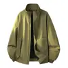 Chaqueta funcional de estilo americano para hombre, cuello alto, inspirada en la ropa de trabajo, otoño, corte holgado, silueta fruncida, prenda exterior moderna y versátil