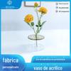 Moderno e minimalista sala de estar luz luxo decoração de mesa tampa de aço inoxidável dourado vaso de acrílico transparente